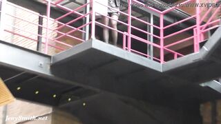 Flashing stockings line with mini skirt by sexy Jeny Smith