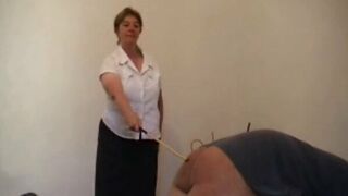Mature Woman Canes Man
