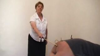 Mature Woman Canes Man