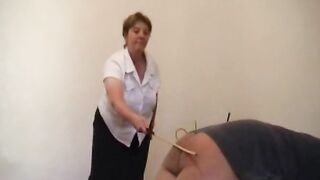 Mature Woman Canes Man