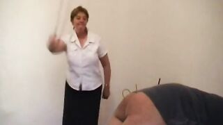Mature Woman Canes Man