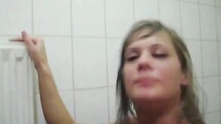 blonde deepthroating, gagging and facial