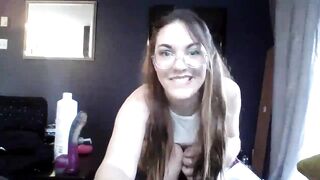 School girl outfit - camgirl masturbates with a dildo and her wand