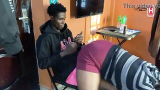 Horny chubby African babe seduce hot ghetto boy with huge cock