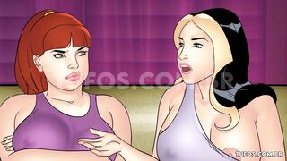 Watching fuck movie with several hot babes!
