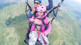 Wet Pussy SQUIRTING IN THE SKY 2200m High In The Clouds while PARAGLIDING