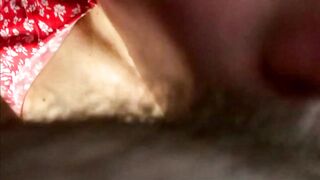 Licks dick like a lollipop. Cum on lips and tongue