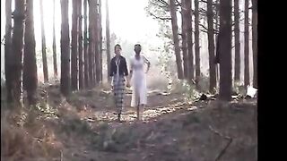 Sara and Jade strip in the woods