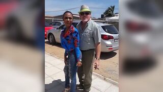 Me step dad with a black hoe in Kenya