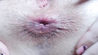 Extreme close up anal play and deep fingering asshole