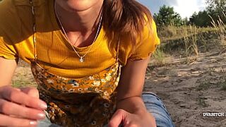 Sucked dick at the public beach and got caught and interrupted