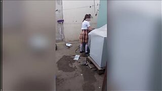 I find my Cute College girl step daughter washing her lingerie!