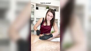 During a shaving lesson, a client Cumshot on my student