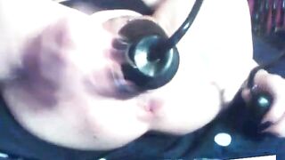 Titless whore loves huge toys