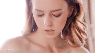 Beautiful redhead girl Amber playing with her tits and pussy