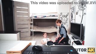 TUTOR4K. Rich mans stepson fucked tutor and she has to spread legs