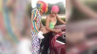 Gibby The Clown fucks Jasamine Banks outside in broad daylight