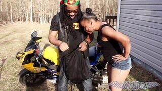 Don Whoe gets his dick suck outside on his bike by Layla Perez