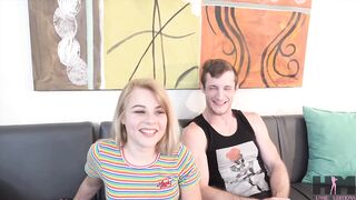 4'7 blonde Skylar Valentine does her first scene