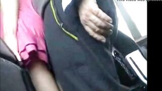 asian man harrasses blonde on bus