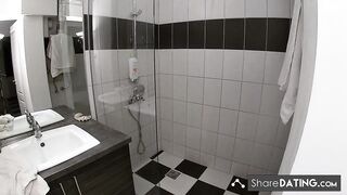 Taking a threesome shower with my girlfriend and my stepsister