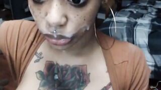 Busty Booty Ebony Sucking BBC at Webcam