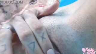 Refreshing my pussy at the pool
