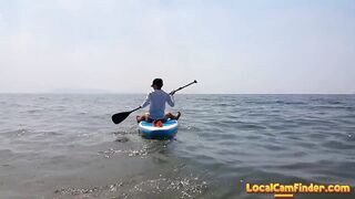 Caught by Wind Surfer (at 1:15 min) while masturbating on waves Violet Butt