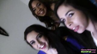 Pounded teens facialized