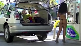 Exhibitionist Wife #110 and #112 - Nikki Brazil Upskirt Flashing Her Perfect Ass Wearing A Short Skirt Vs Pervert Voyeur Jerking Off At Public Gas Station!