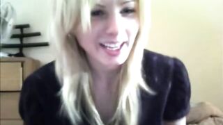Blonde fucks vibrator
