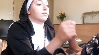 Pervert doctor poses a hidden camera in her waiting room ... he notices that she is not so good for a nun ...