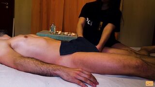 She touches my cock while massaging. Fucked - Unlimited Orgasm