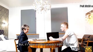 TUTOR4K. Student hides literature tutors glasses to have sex with her