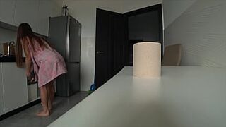 Real Cheating. Wife And Husband's Friend Fuck In The Kitchen. Home Alone