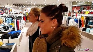 German Public Scandal FFM 3Some in Changing Room with two Dirty Girls
