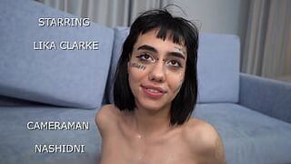 First hardcore DP 3on1 for newbie Lika Clarke 20 y.o