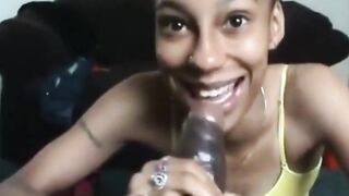 Nasty bitch Sloppy deepthroat bbc blowjob