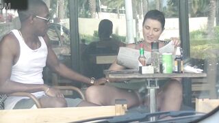 Cheating Wife #4 Part 3 - Hubby films me outside a cafe Upskirt Flashing and having an Interracial affair with a Black Man!!!