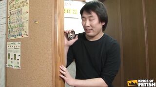 Japanese babes take a shower and get fingered by a pervert guy