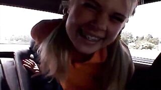 Little Summer fingered in the back of car in public
