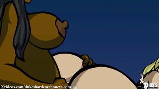 Black couple fucks curvy white milf on their honeymoon