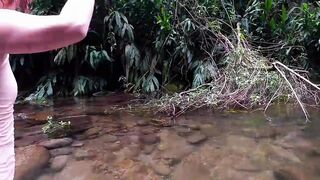 naked in the waterfall