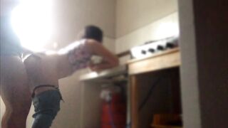 Kitchen sex with hot stepsister addicted to cum