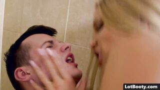 Horny big ass blonde MILF with huge boobs gets fucked