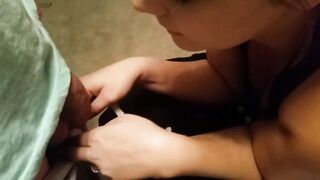Sucking & Teabagging For Cum on Tits
