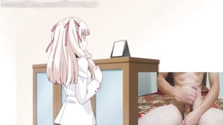 Japanese student very horny watching hentai