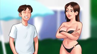 Summertime Saga - Sexy Stepsister with huge boobs gets fucked in bed ( Jenny Part 2)