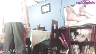 My stepfather caught me watching porn... He decided to fuck my pussy