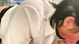 shoving a dick in the teacher's mouth at her house by whore